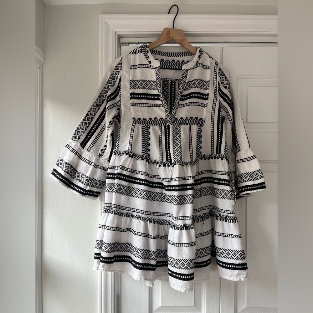 Black and White Patterned Women's Dress